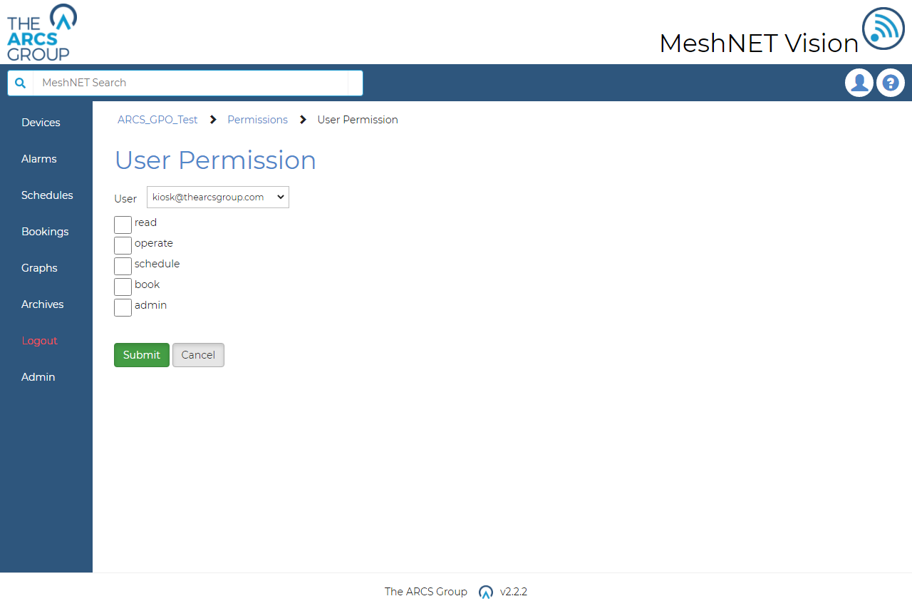 Edit User Permission Page